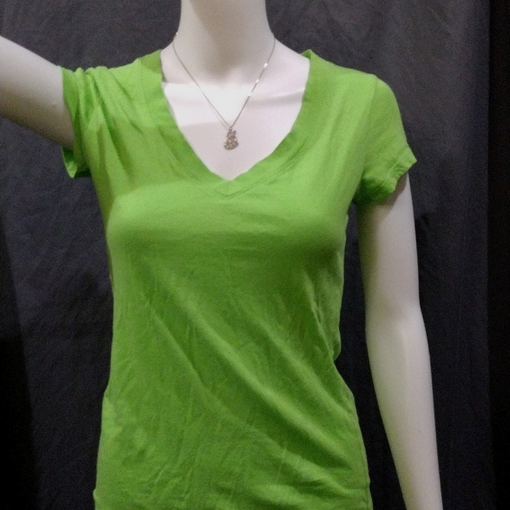 No Boundaries Neon Green V-Neck Tee - From The Vintage Before We Met Collection